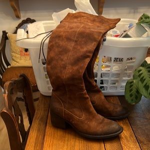 Born Brown Over The Knee Suede Boots